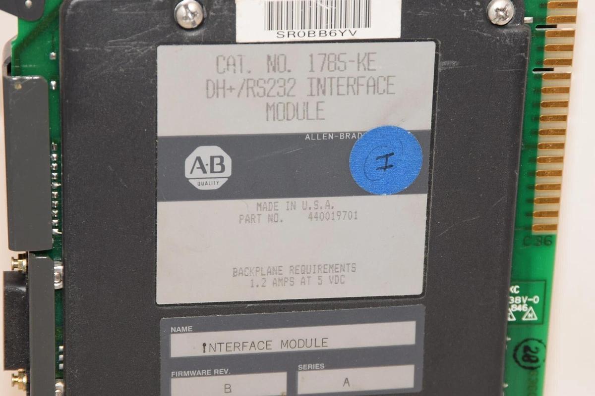 Used ALLEN BRADLEY 440019701 DH+/RS232 1785-KE Rev B Ser A Comm. Interface Module