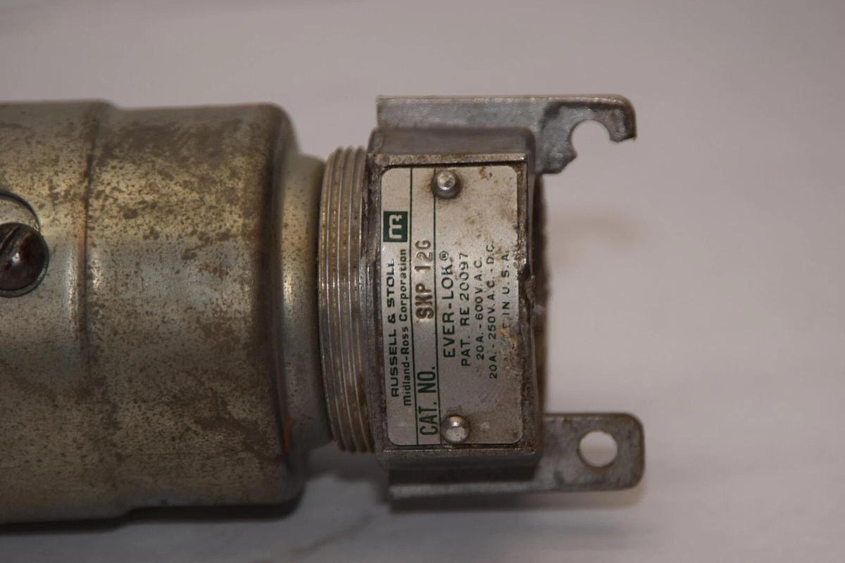 Used RUSSELL & STOLL SKP 12G , SKP12G 20A-600Vac Ever-Lok Plug