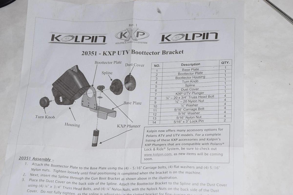 (NEW) KOLPIN OUTDOORS 20351-KXP UTV Boottector Bracket
