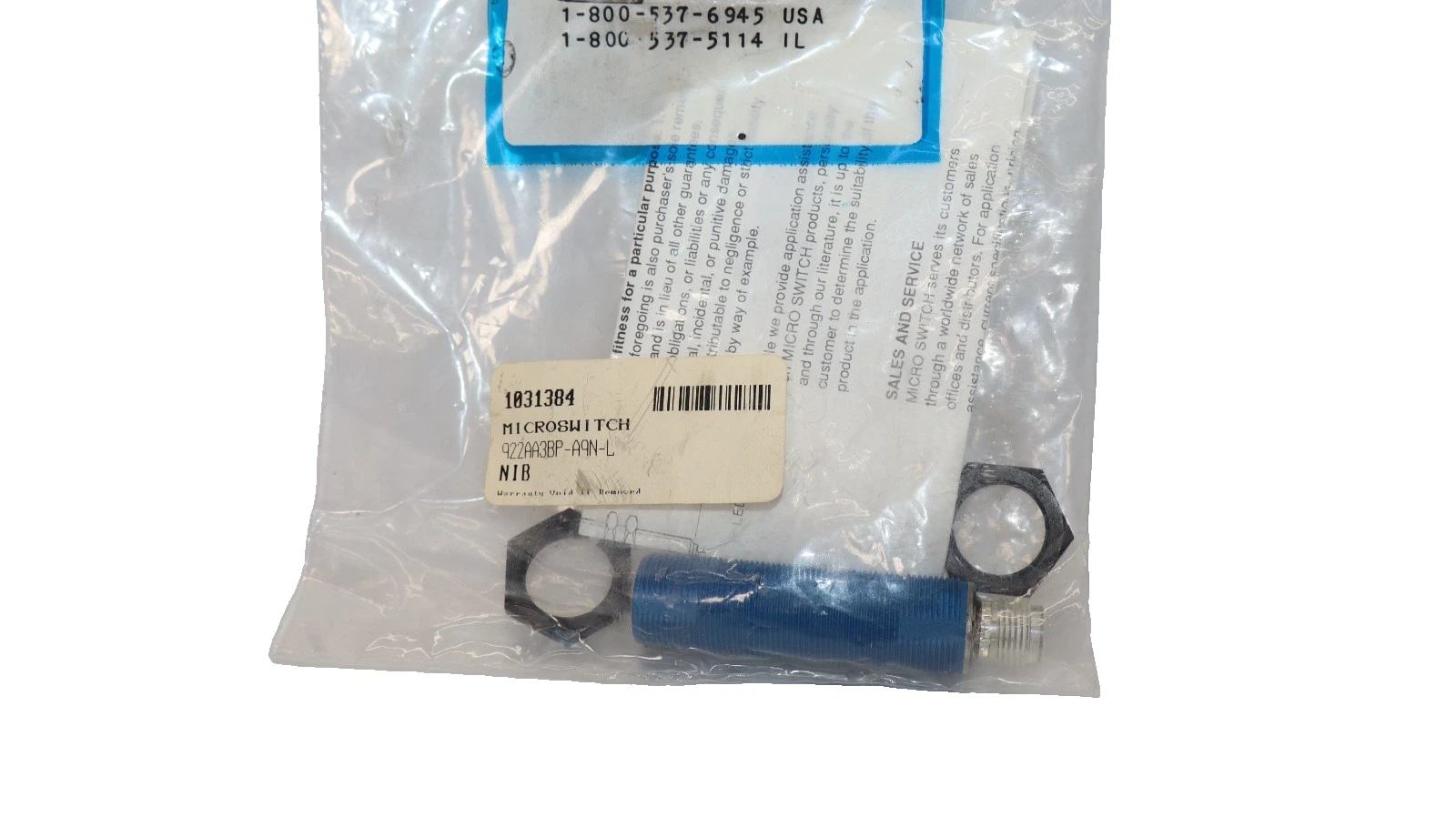 Honeywell / Microswitch 922AA3BP-A9N-L Proximity Switch (New)