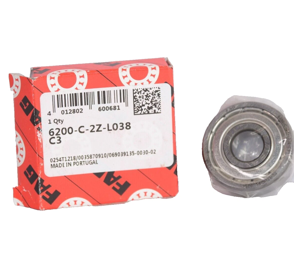 Used FAG Bearing 6200-C-2Z-L038C3 6200-C-2Z-L038 C3 6200C2ZL038C3 (New)