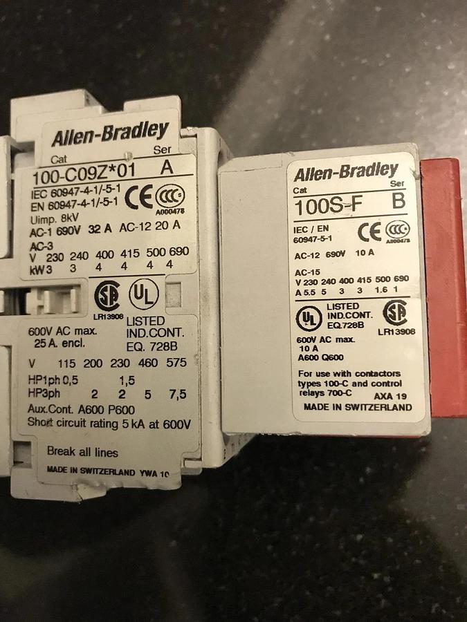 Used ALLEN BRADLEY 100S-C09DJ05C Contactor  100c09z as-is