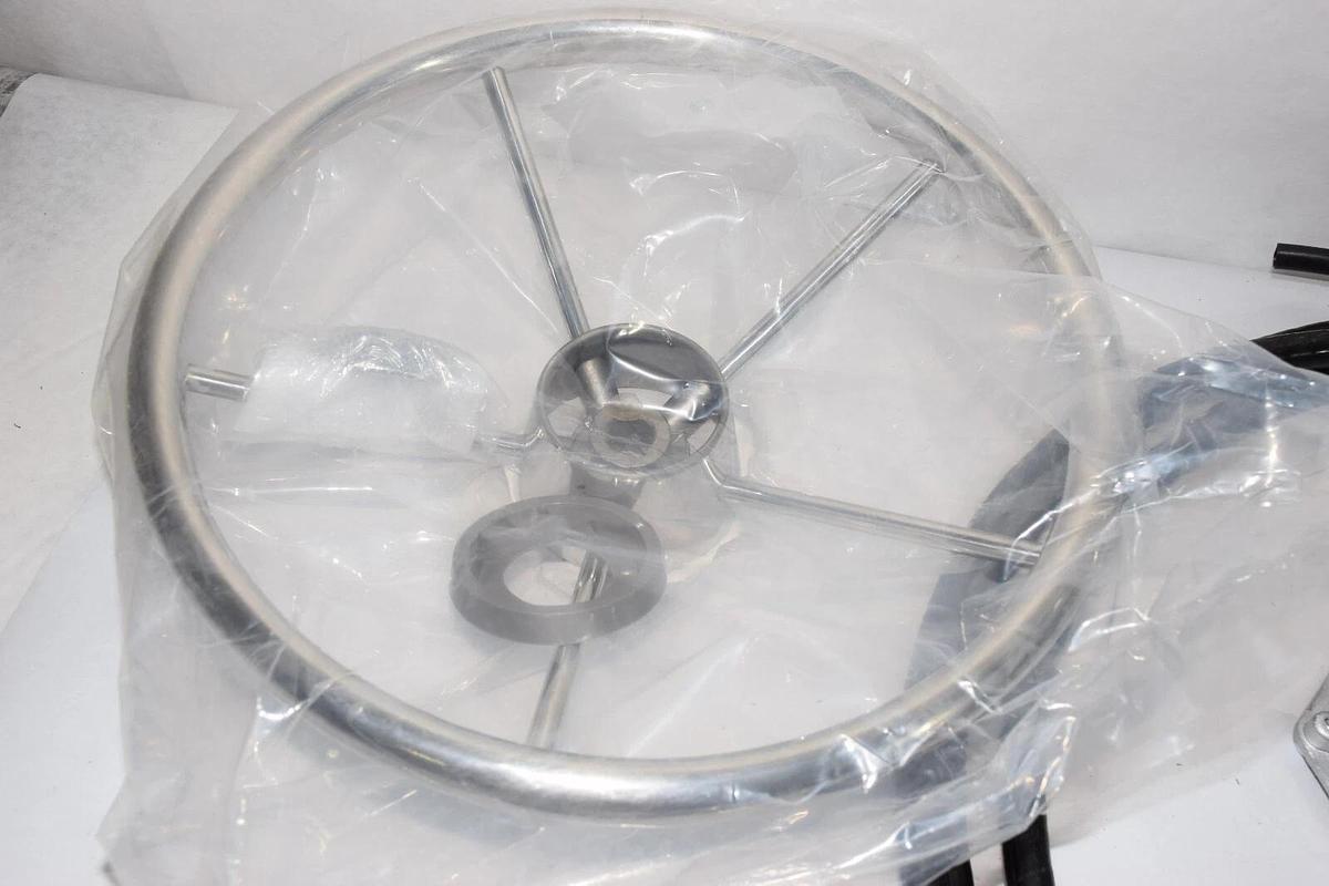 (NEW) R RUR Quick Connect Rotary Steering Systems W/Stainless Steering Wheel 16'