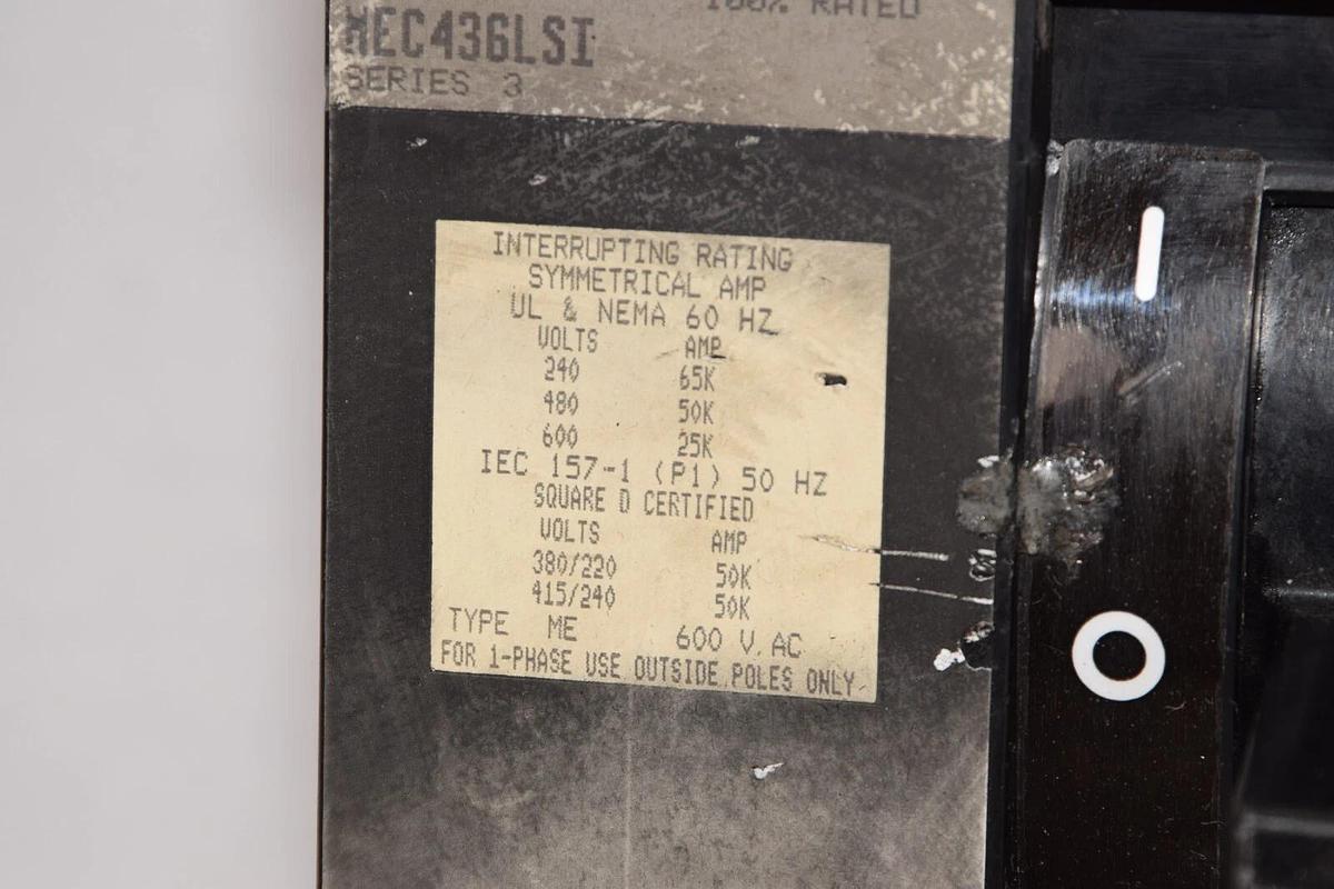 Used SQUARE D MEC436LSI Series 3 3P 600V 400A 400 Amp Breaker*Chip