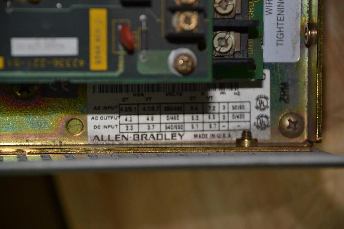 Used ALLEN BRADLEY 1336S-BRF30-AA-EN-L5 3HP 2.2KW 6AMP 3PH 0/460VAC 0/400HZ 4.8KVA