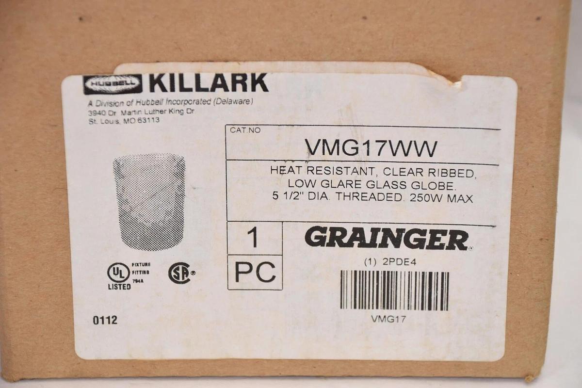 (NEW) HUBBELL / KILLARK VMG17WW 5-1/2" Dia 250W Low Glare Glass Globe