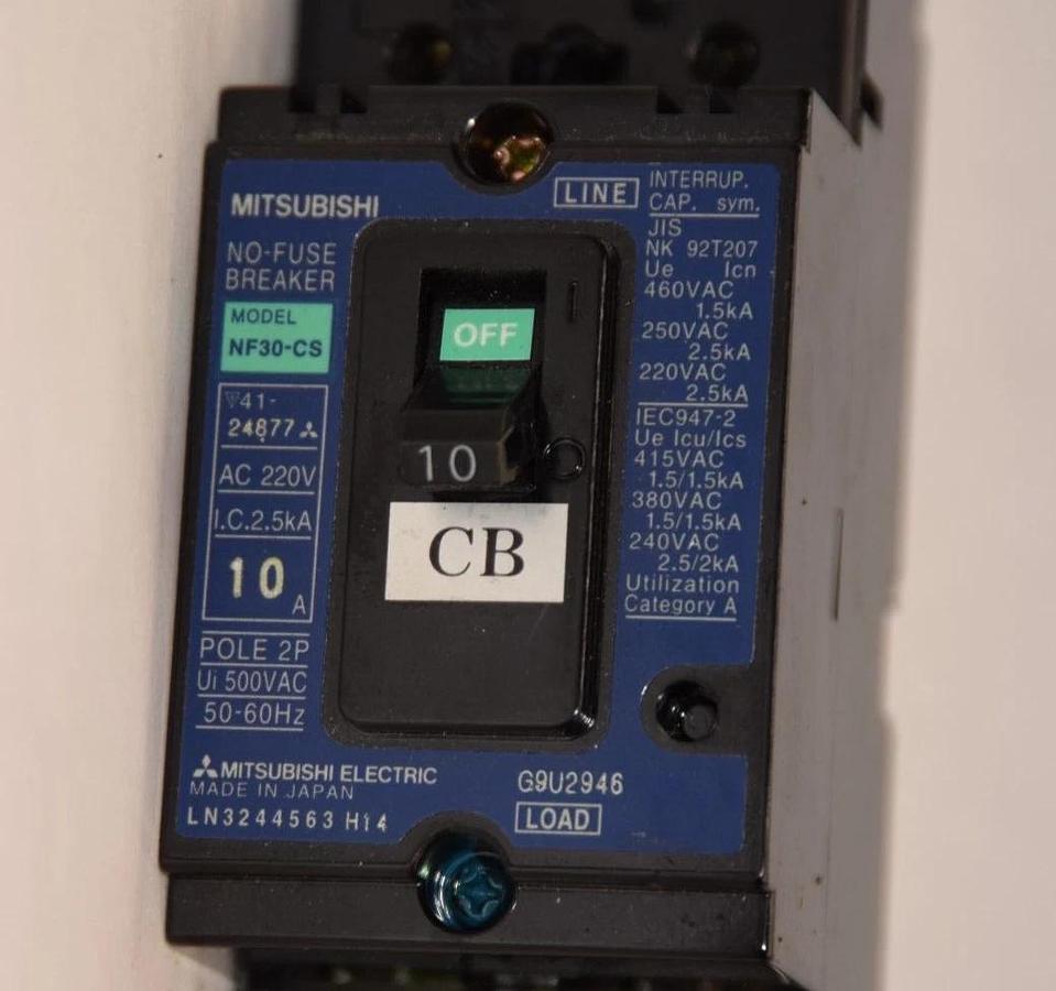 Used (Lot of 2) MITSUBISHI NF30-CS 10Amp 2P 50/60Hz No-Fuse Breaker