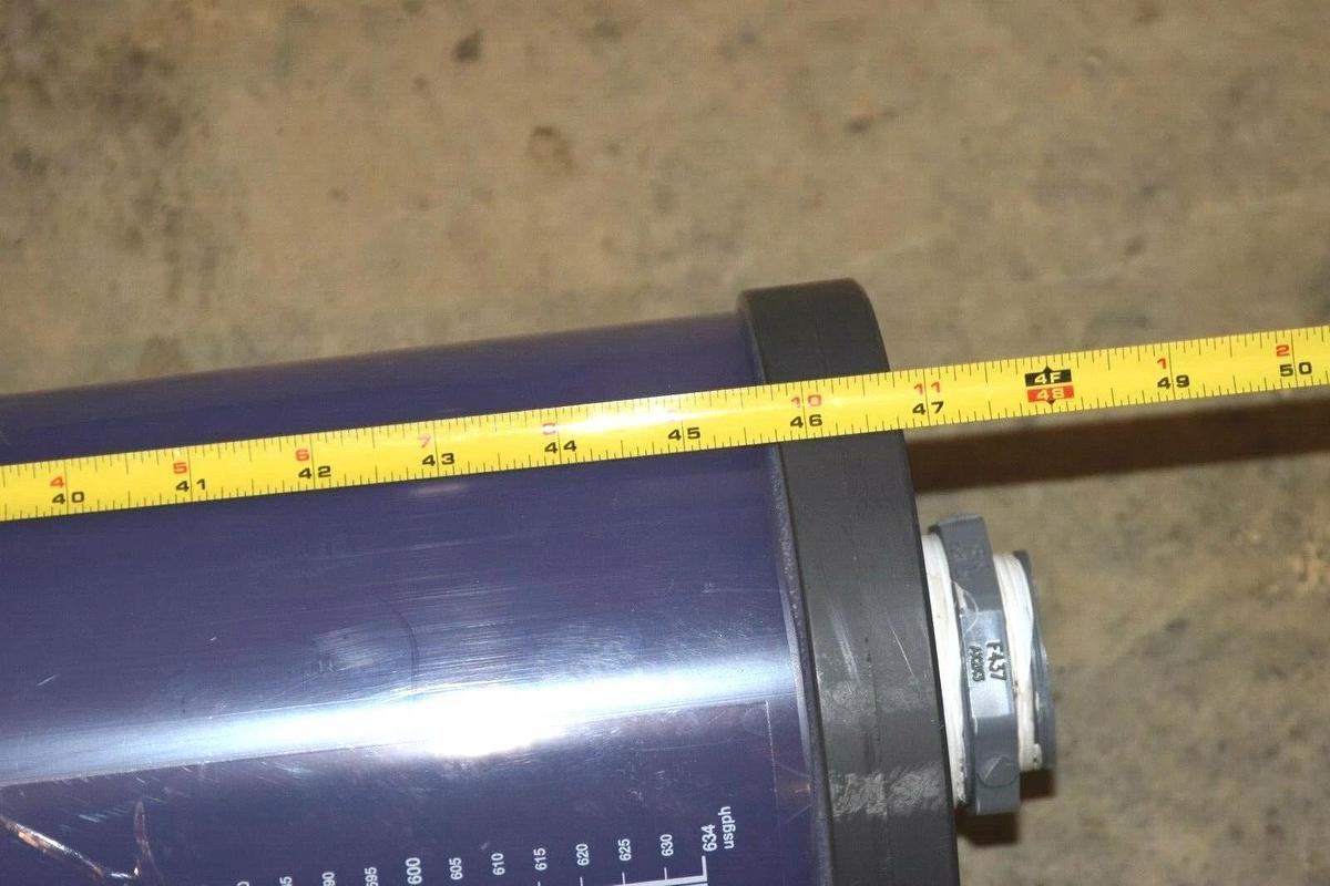 Used HARVEL ENVIROKING UV 6" SCH 40 0-20000mL  46"x7" Flow Tube sight flow gauge