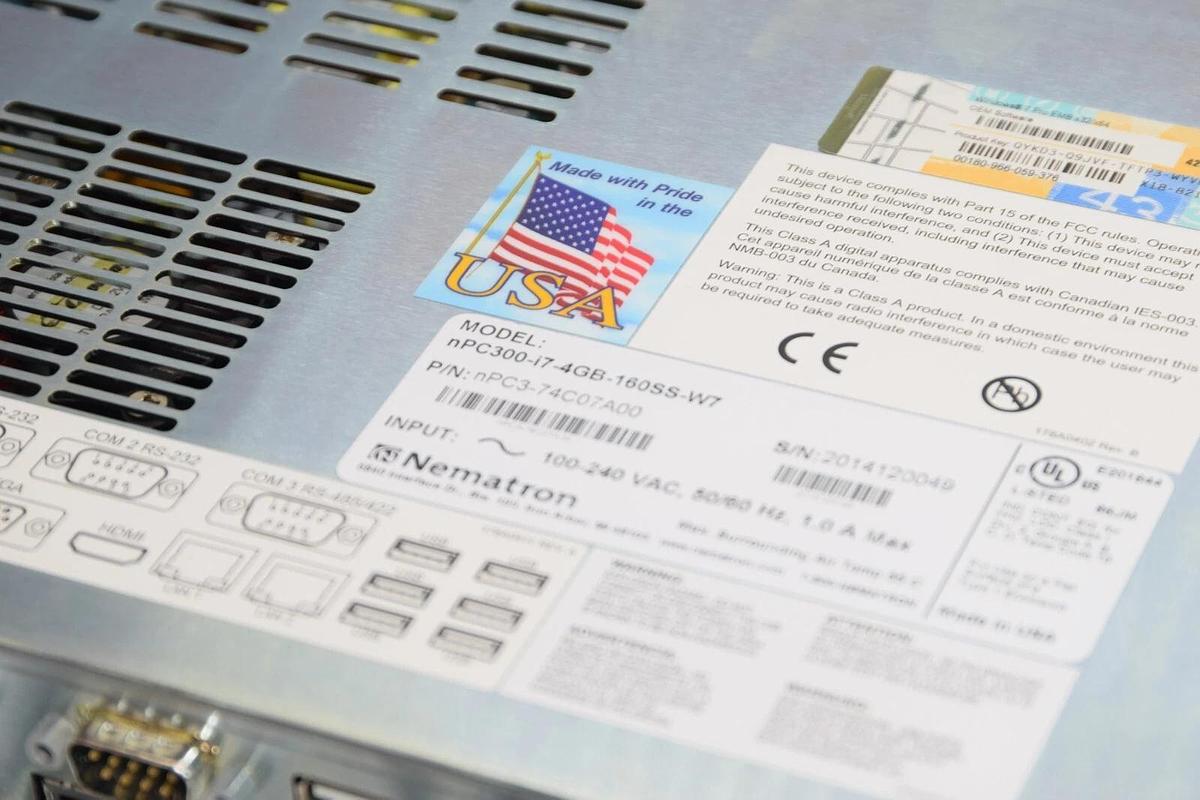 Nematron Industrial PC nPC300-i7-4GB-160SS-W7 nPC3-74C07A00 100-240v (NEW)