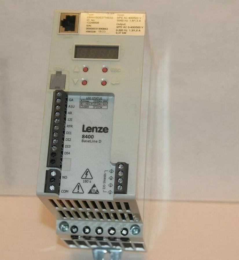 Used LENZE E84AVBDE3714SX0 400/500V 50/60Hz 8400 BaseLine D Inverter Drive