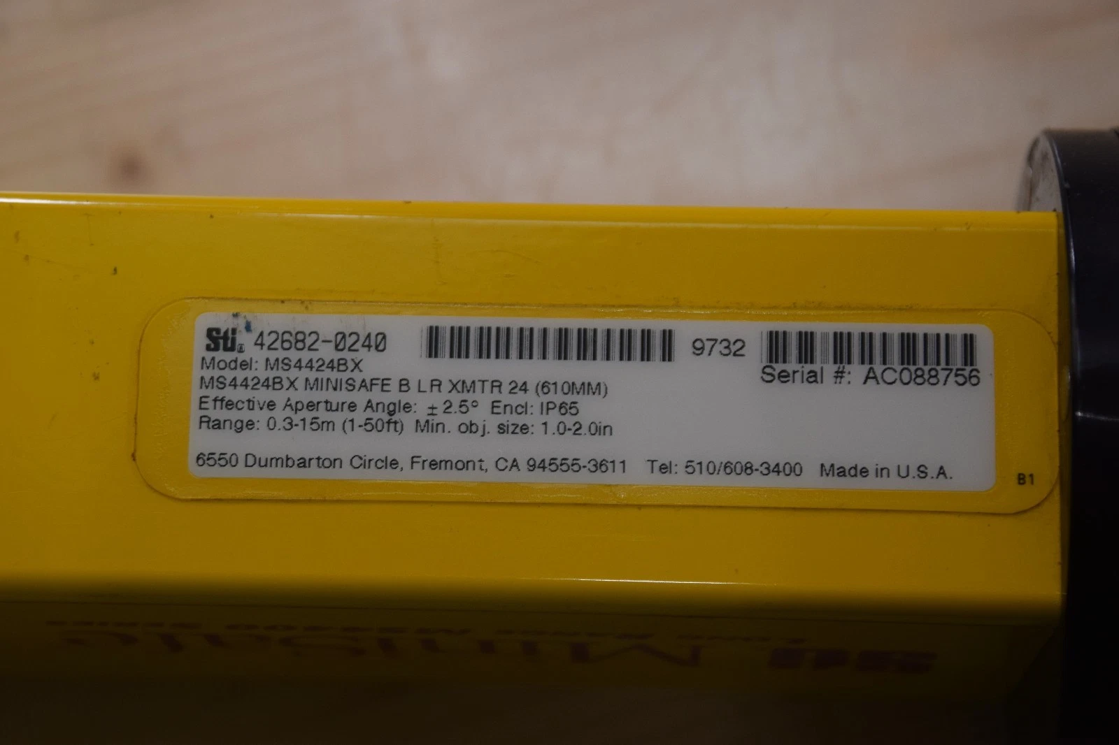 Used STI 42682-0240 MS4424BC 1-50' RANGE TRANSMITTER SAFETY LIGHT CURTAIN