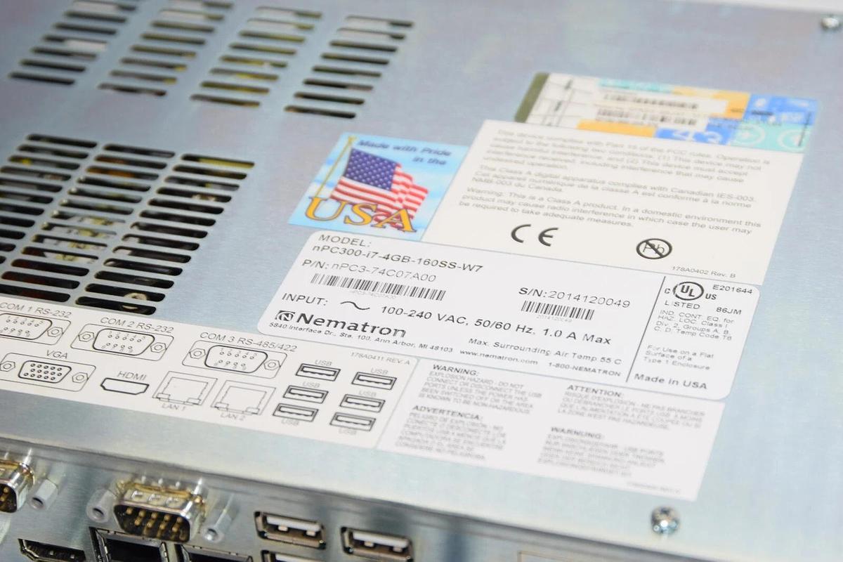 Nematron Industrial PC nPC300-i7-4GB-160SS-W7 nPC3-74C07A00 100-240v (NEW)