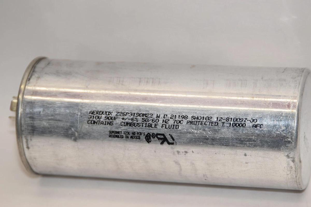 Used Aerovox Z26P3190M22 12-810097-00 90uF 310V +/-6% 50/60Hz Capacitor
