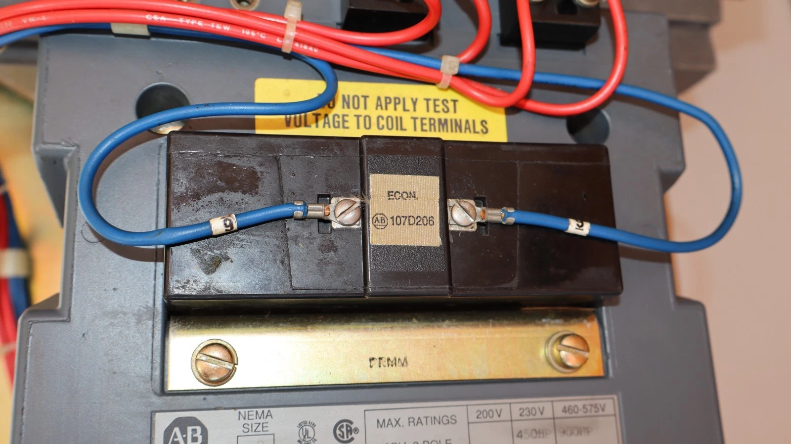 Allen Bradley Contactor Size Sz 8 509-JOD 509JOD B 3ph 3p 120v con. (take-out)