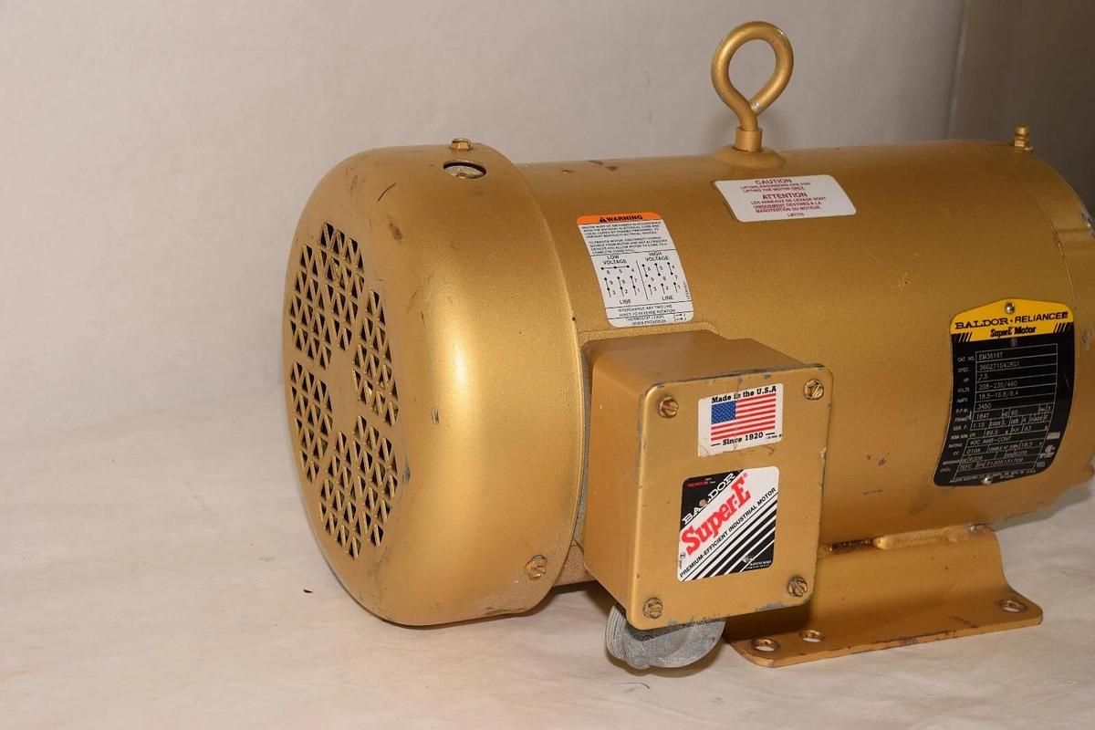 Used BALDOR EM3616T 7.5Hp 208-230/460V 18.5-16.8/8.4Amp 3450rpm Super E Motor