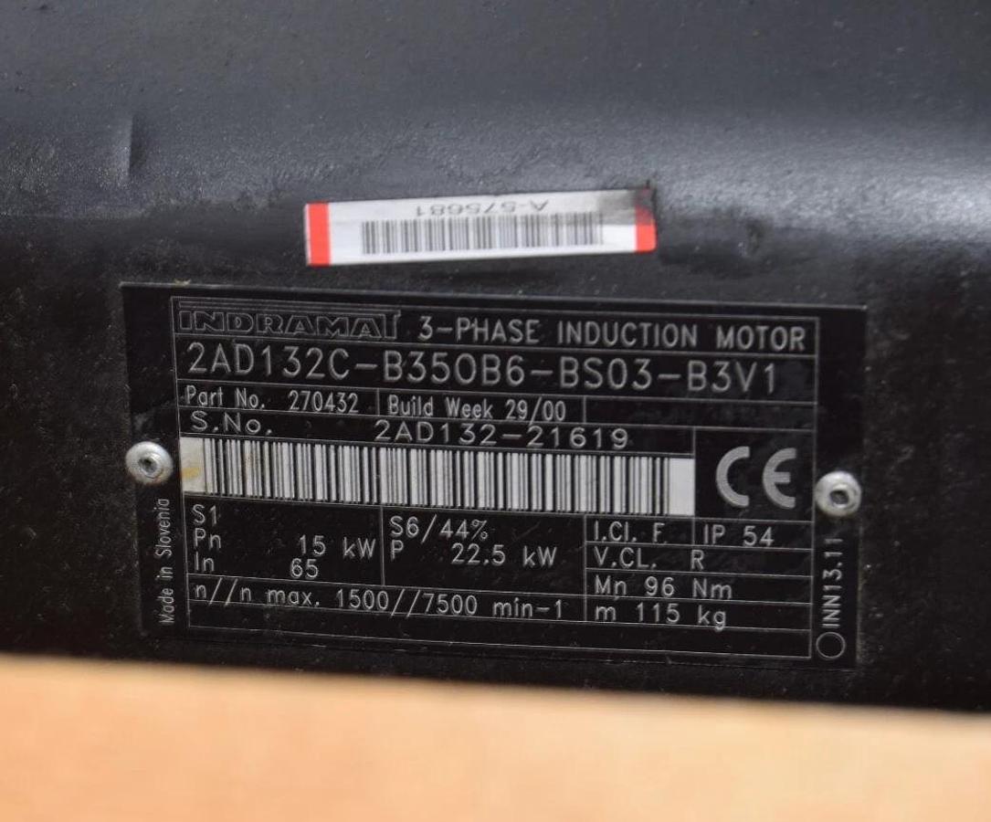 Indramat Rexroth Induction Motor 2AD132C-B350B6-BS03-B3V1 15kW 3ph (Refurb)