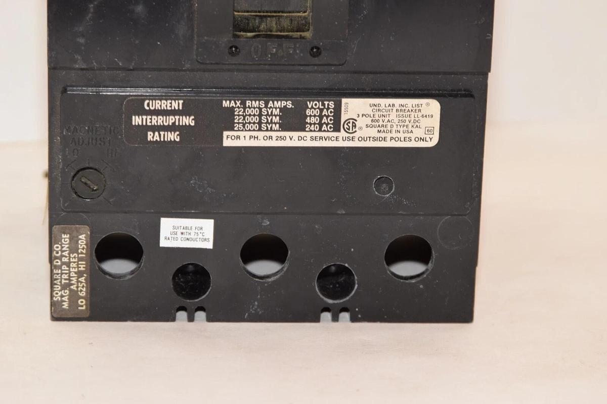 Used SQUARE D KAF361251616 125A 125 Amp 3P 600V Circuit Breaker