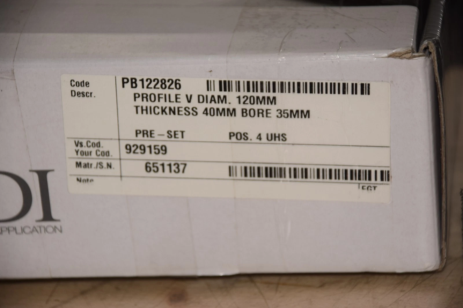 ADI 4 UHS 929159, PB122826, V40, 120MM x 40MM 35mm Diamond Profile Wheel Granite
