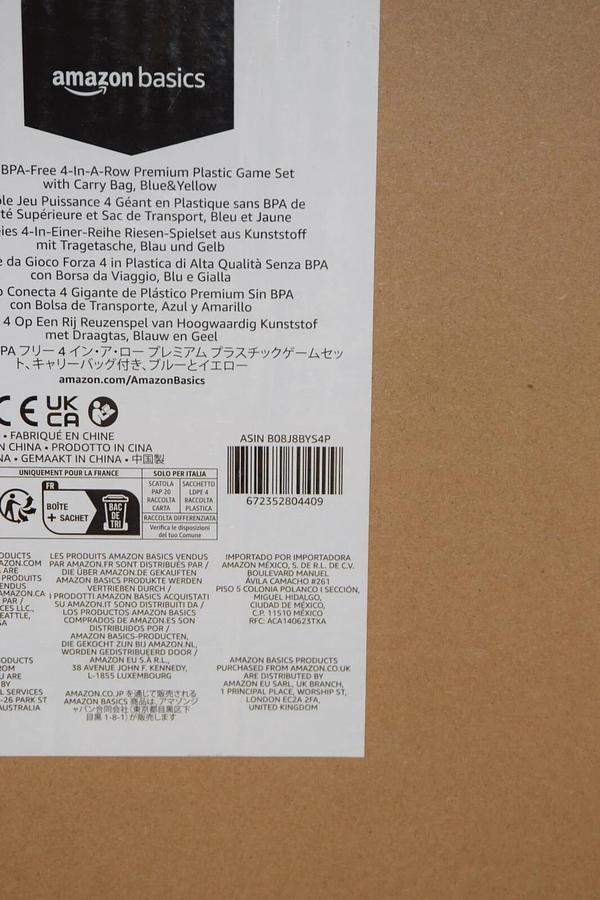 Used (NEW) AMAZON BASICS Giant 4-In-A-Row Plastic Game Set With Carry Bag