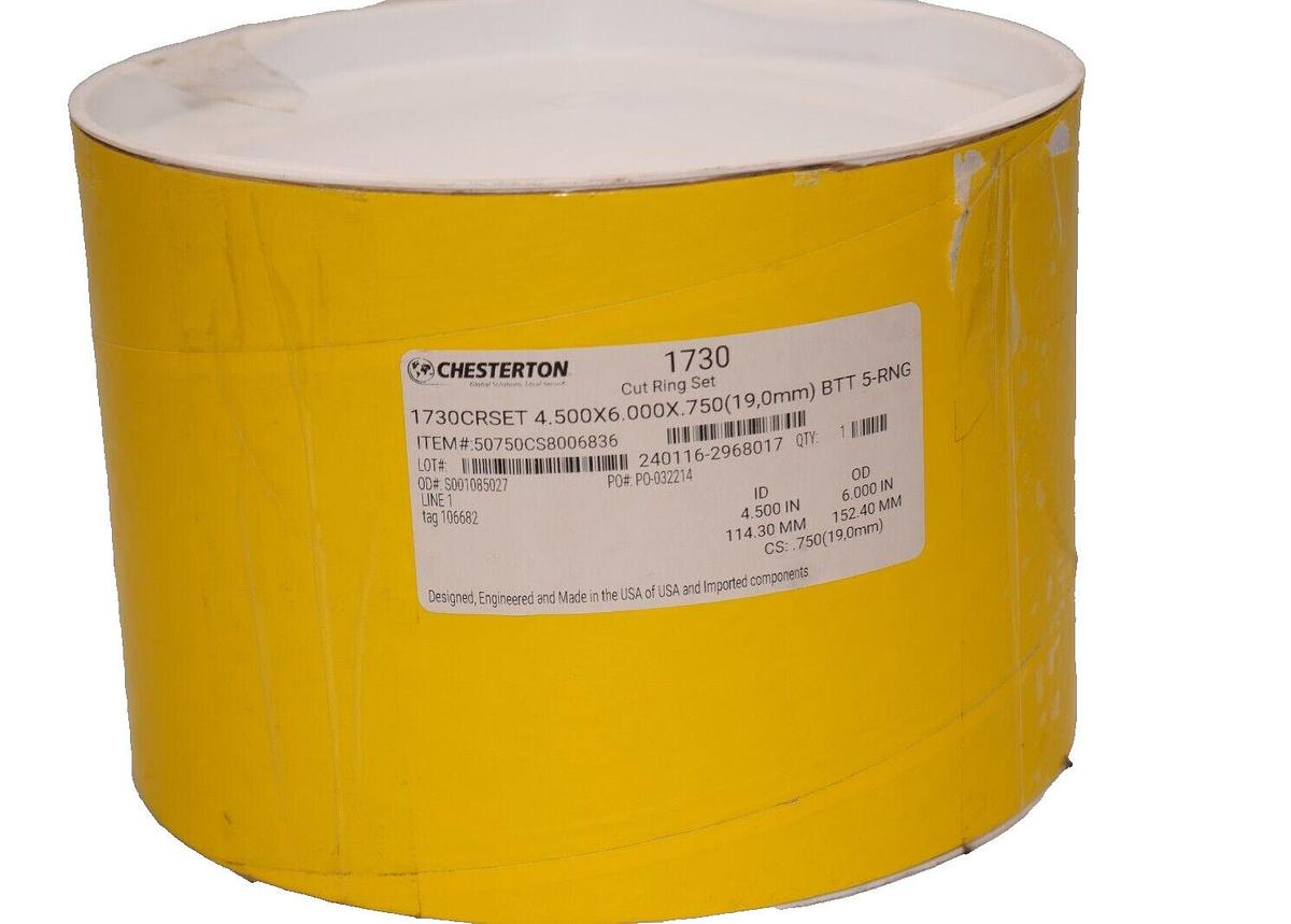 CHESTERTON 1730 Mechanical Seal Service Packing Cut Ring 4.5"x6"x.75" 5-RNG