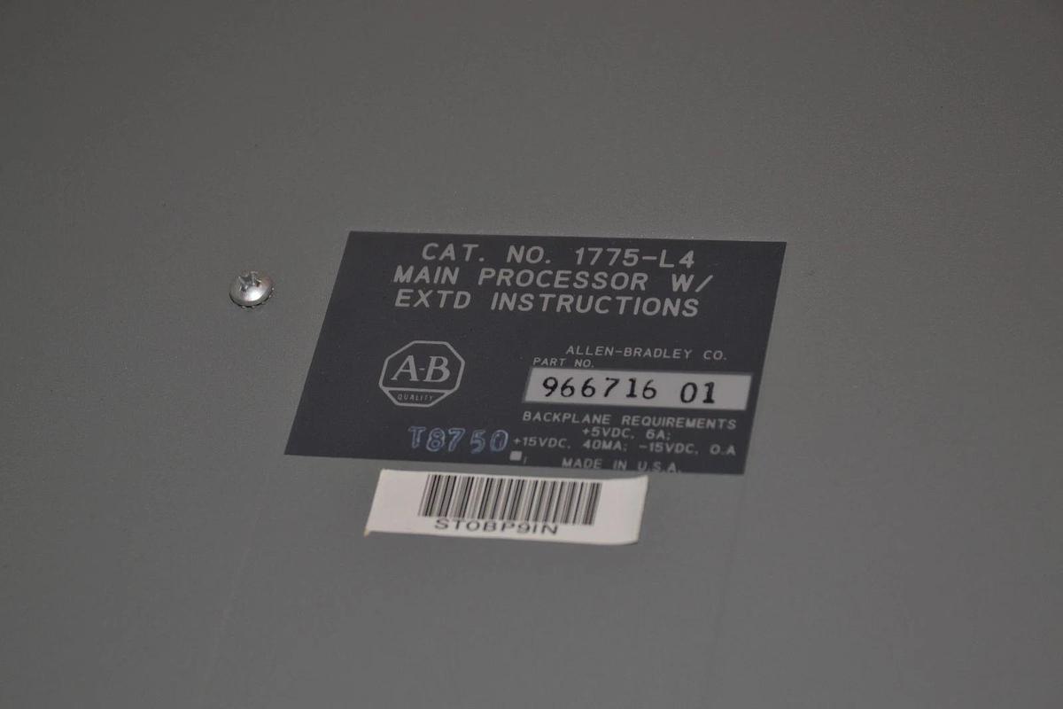 Used Allen Bradley AB Main Processor w/ EXTD Instructions 1775-L4 1775L4 1775 L4