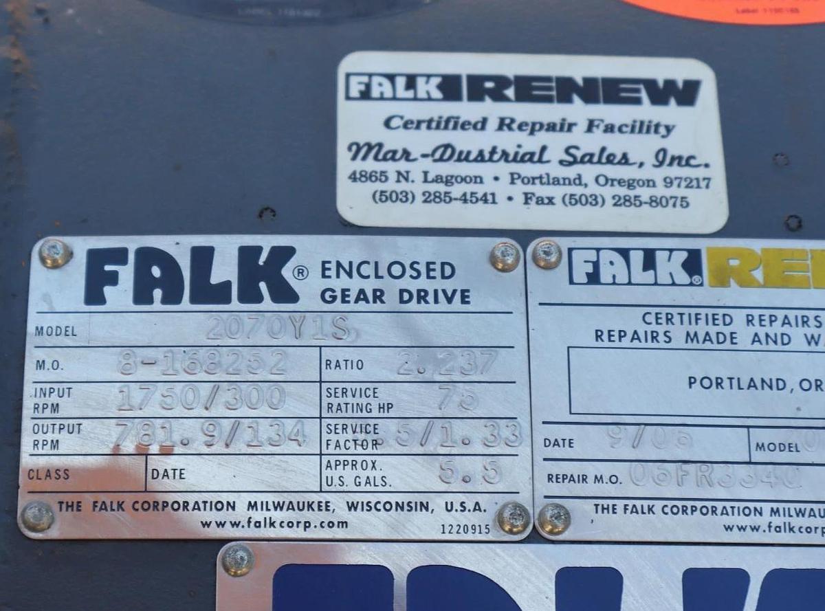 FALK Gear Drive Speed Reducer Gearbox 2070Y1S Ratio 2.237 SF 5.5/1.33 1750rpm