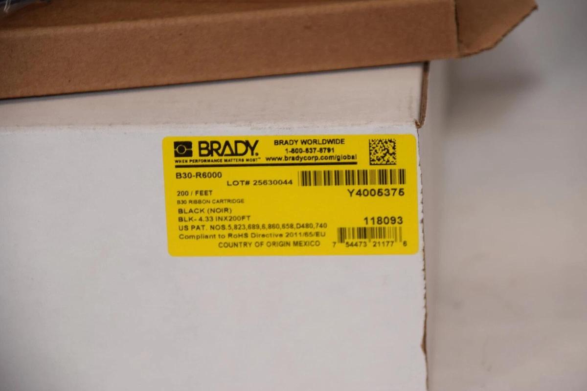 (NEW) BRADY B30-R6000 200' Black Ribbon Cartridge