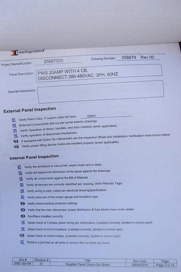 HOFFMAN CSD12248 Enclosure w/ 24v Power Supply 20A Disconnect 480v 3RV2711-1DD10