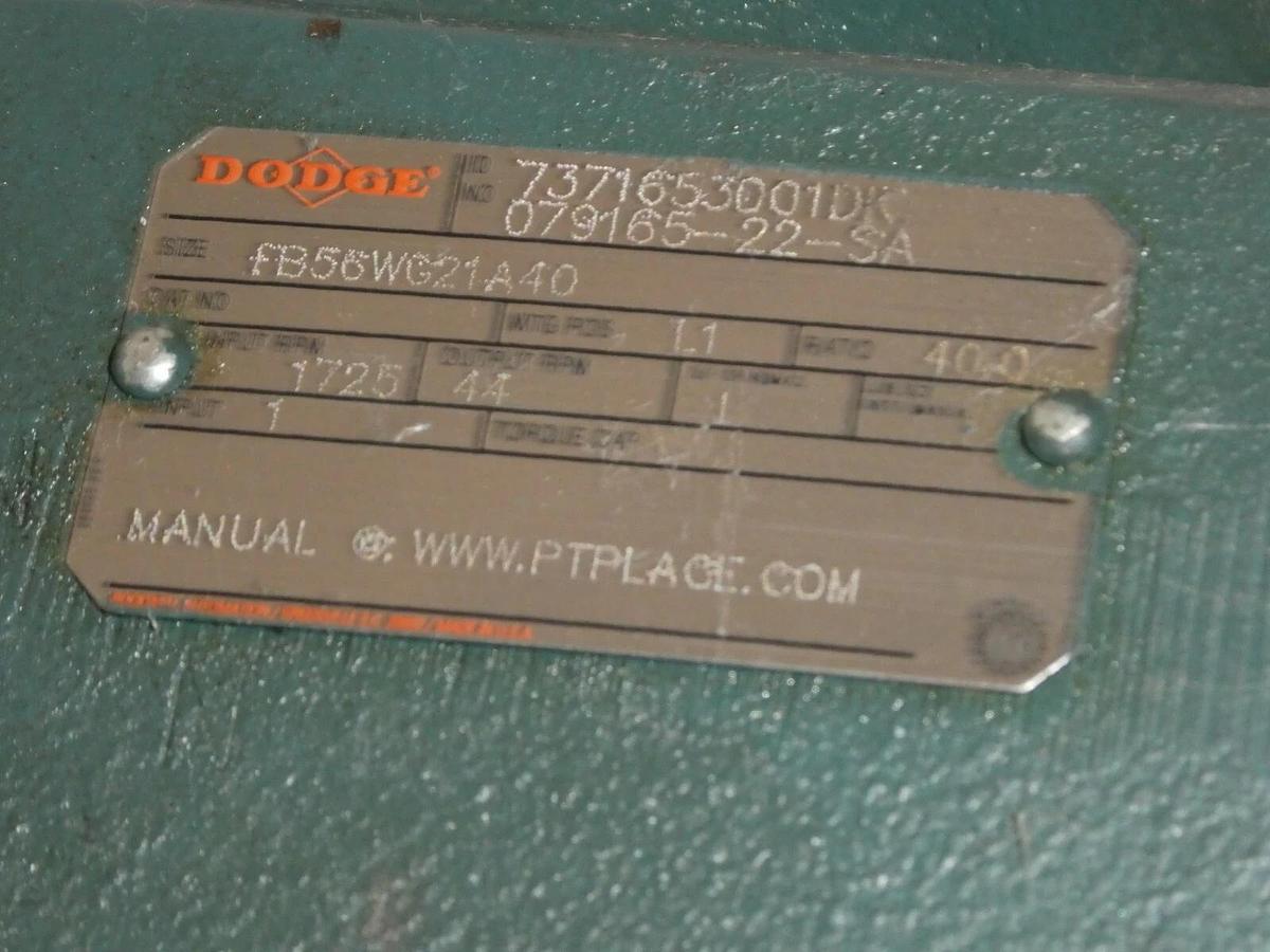 (NEW) DODGE FB56WG21A40 1725rpm Ratio 40 1-1/8" Left Worm Gear Reducer