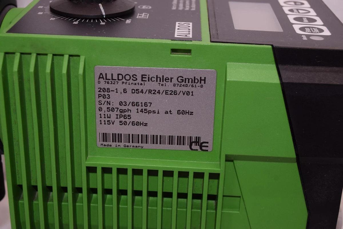 Used Alldos Eichler Gmbh 208-1 , 6 D54/R24/E26/V01 P03 0507gph 145psi Metering Pump