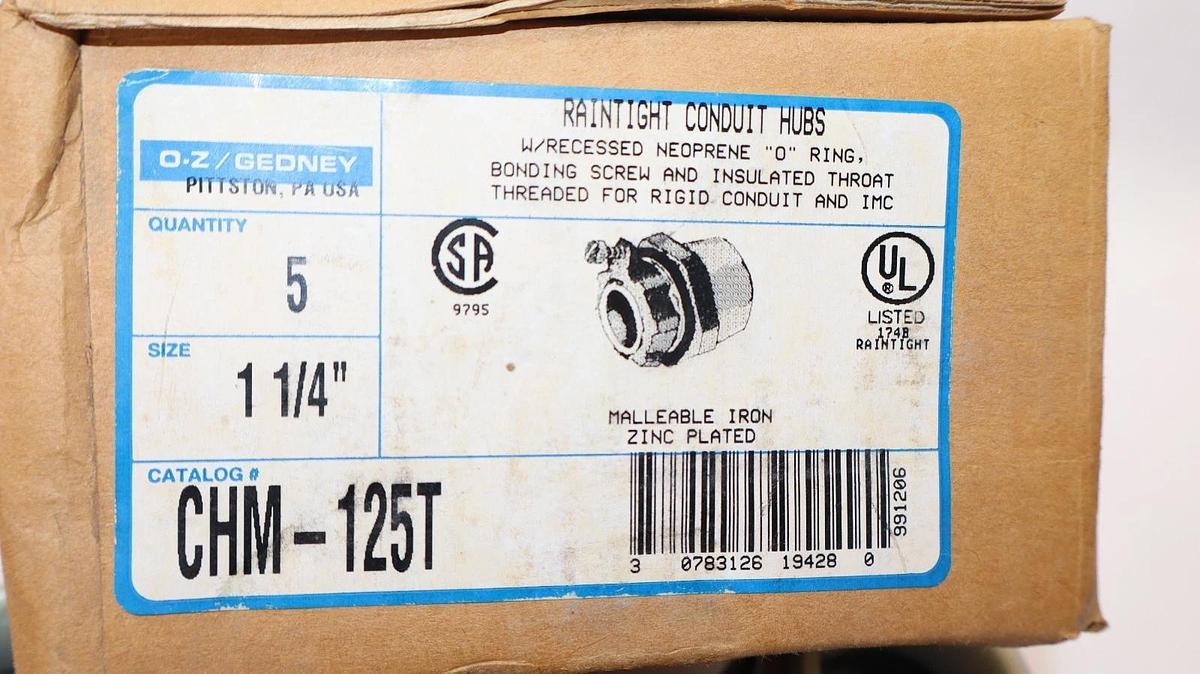 O-Z / Gedney CHM-125T 1-1/4" Raintight Conduit Hub (New - Box of 5)