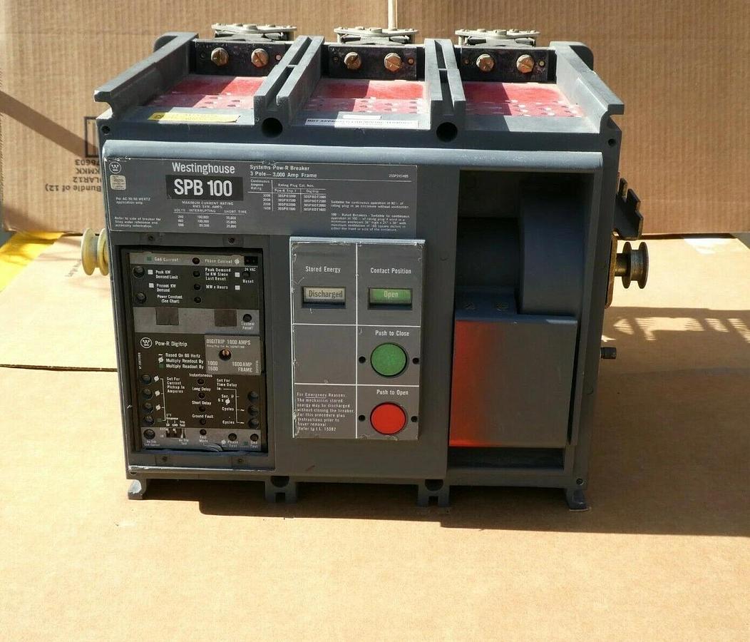 Used Westinghouse SPB 100 1600A Drawout Pow-R Breaker  w/ 1000 Amp Plug SPB100