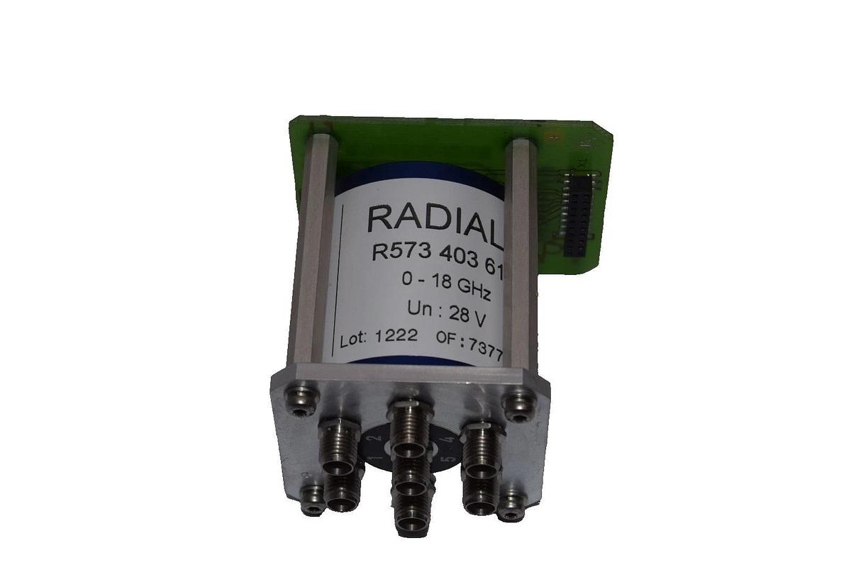 Used Radiall R573 403 610 , R573403610 0-18GHz 28V Coaxial Switch