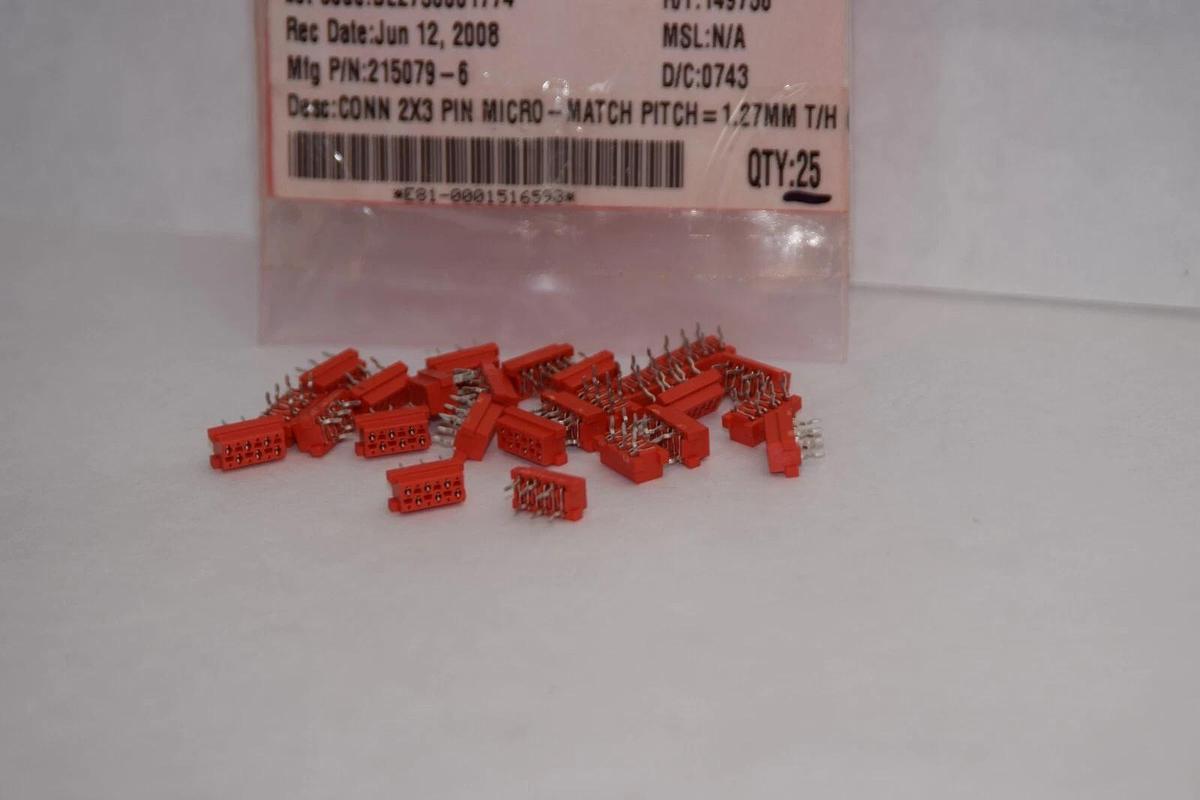 (NEW -Lot 25) 215079-6 2x3 Pin Micro Connector Match Pitch 1.7mm T/H