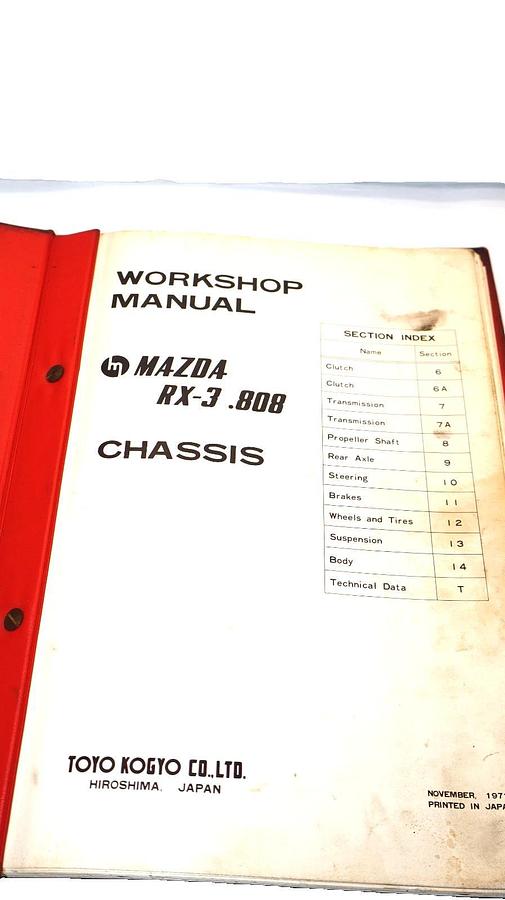 Used MAZDA RX-3 , 808 Chassis Workshop Manual