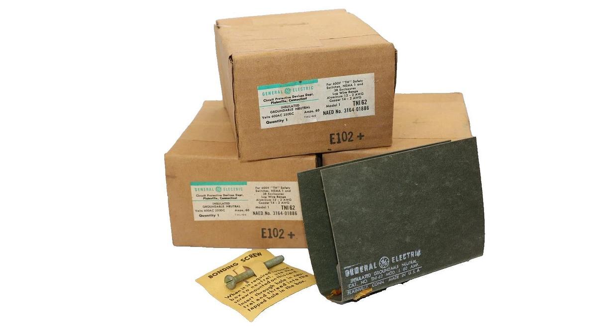 (Lot of 3) GE Insulated Groundable Neutral TNI62 600VAC 250DC 60Amp