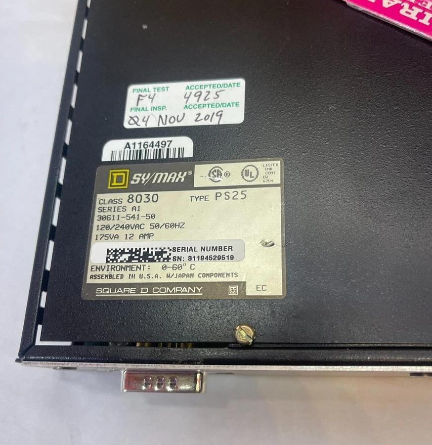 Refurbished Square D  SYMAX 8030-PS-25 A1, PS25 ser A1,  Sy/max PS25  serA1, 8030 PS25