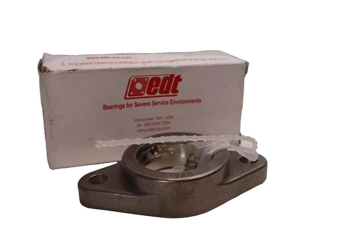 (NEW) EDT CORP 2AC 2-Bolt SS Flange Bearing Housing 205 Ring Size