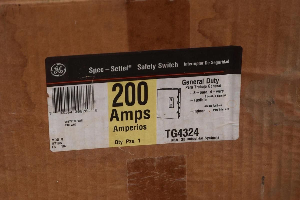 (NEW) GE GENERAL ELECTRIC TG4324 200A 200 Amp 3P 4W Spec-Setter Safety Switch 783164008708