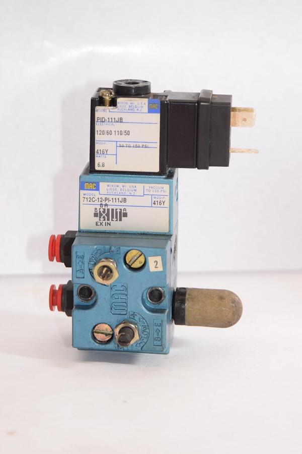 Used MAC VALVES INC. 712C-12-PI-111JB With PID-111JB 110/120V 50/60Hz Solenoid Valve