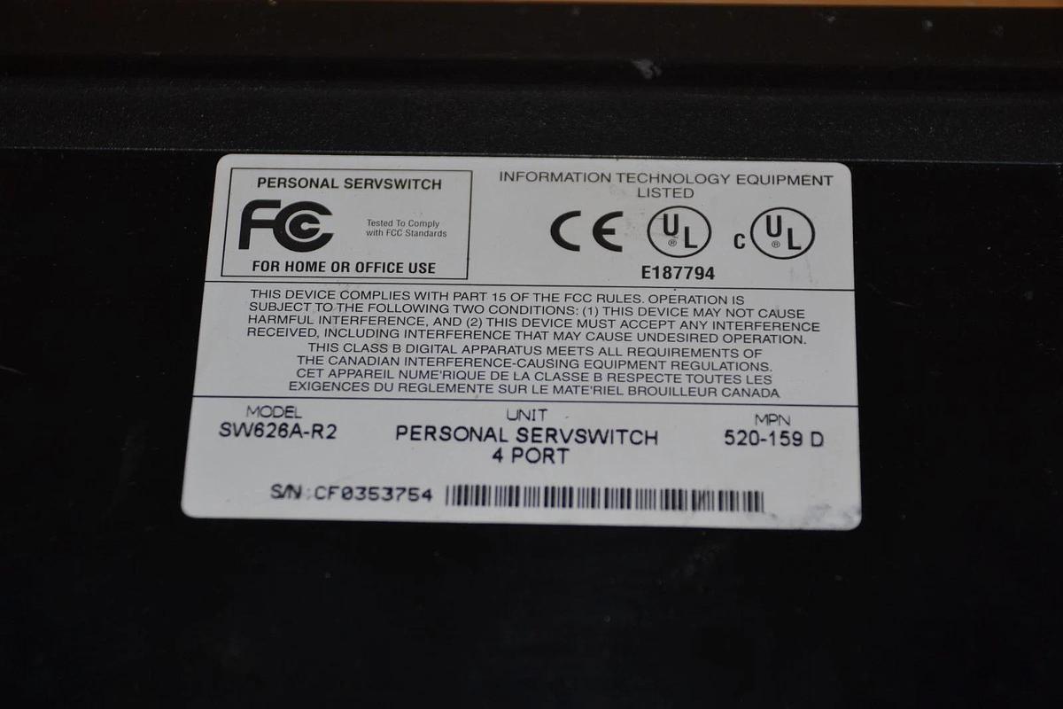 Used BLACK BOX SW626A-R2 4-PORT PERSONAL SERVSWITCH
