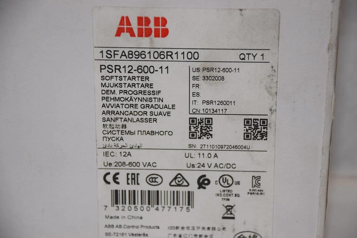 (NEW) ABB PSR12-600-11 , PSR1260011 , 1SFA896106R1100 Soft Starter