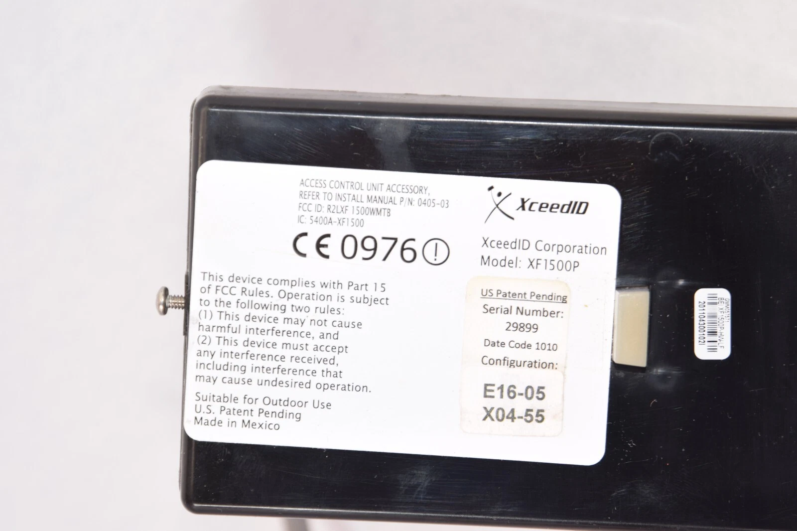 Used XCEEDID XF1500P Card Access System Wall Mount Proximity Reader