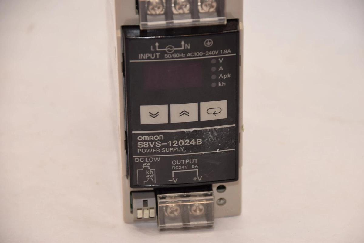 Used OMRON S8VS-12024B Input 100-240V , 1.9A Output 24Vdc , 5A Power Supply