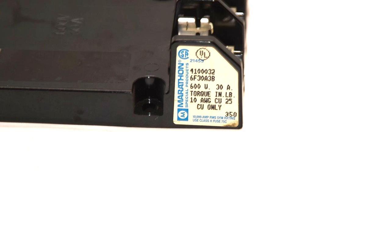 Marathon 6F30A3B 600V 30A 30 Amp Fuse Holder (New)