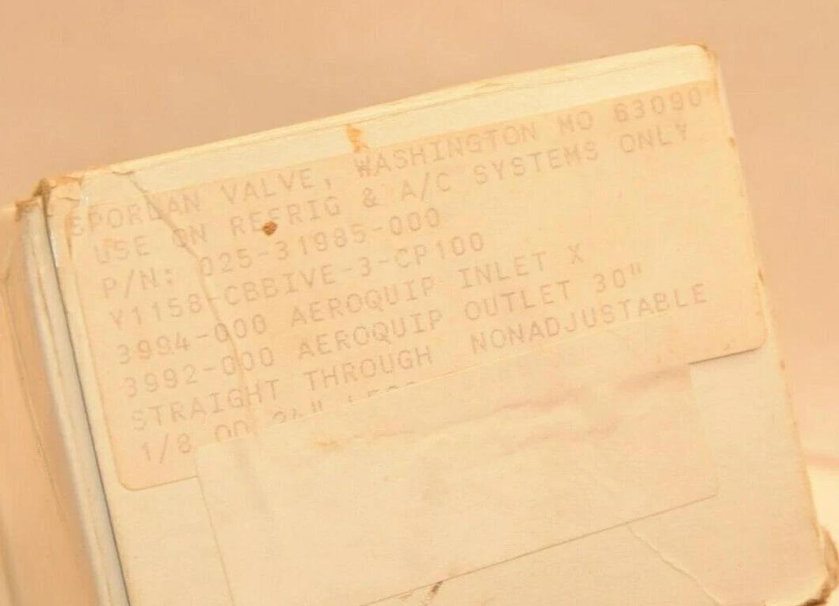 (NEW) SPORLAN VALVE Y1158-CBBIVE-3-CP100 025-31985-000 Thermal Expansion Valve