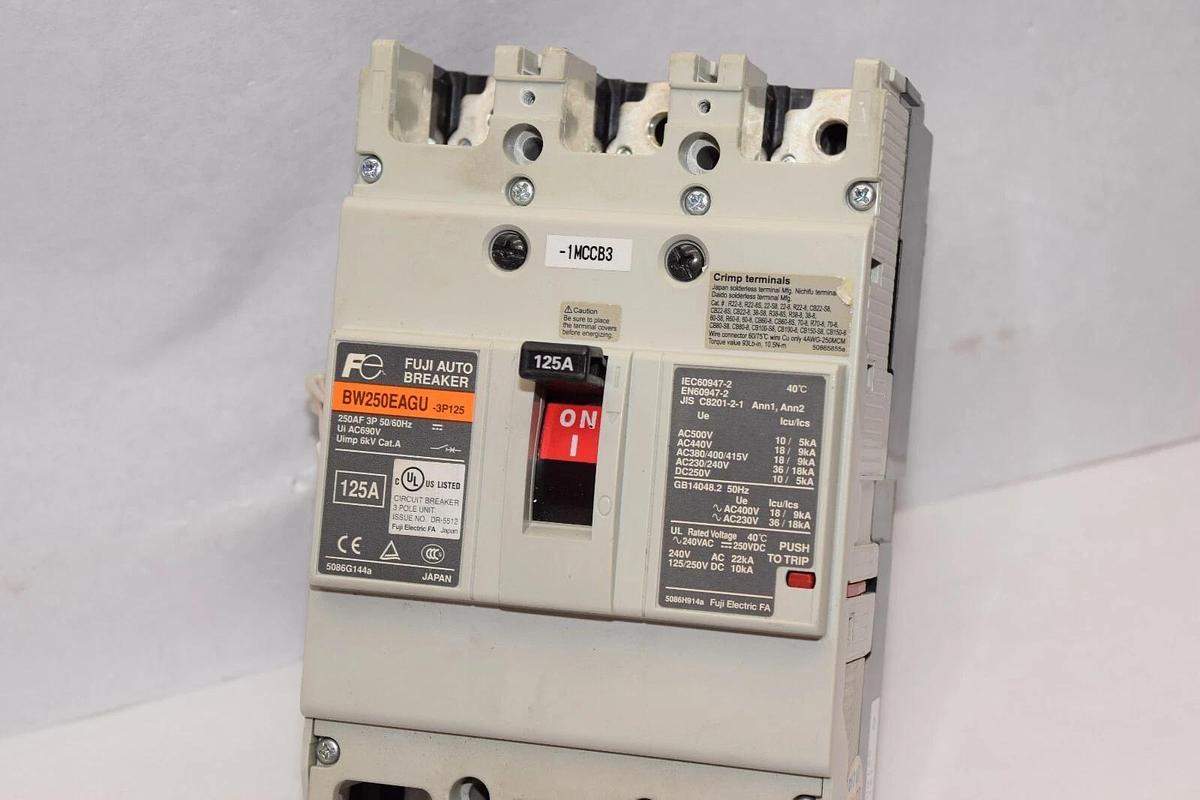 Used FUJI BW250EAGU 125A 125 Amp 3P 690Vac 50/60Hz Auto Circuit Breaker