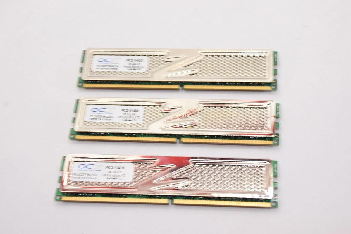 Used (Lot of 3) OCZ TECHNOLOGY OCZ2P8002GK , PC2 6400 1GB Dual Channel Memory (RAM)