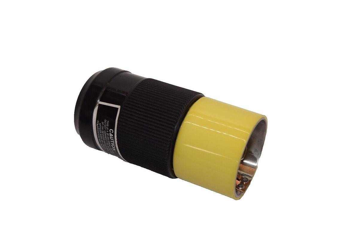 Used P&S LEGRAND PASS & SEYMOUR 153T 50A 250Vdc 600Vac Turn and Pull Plug Yellow