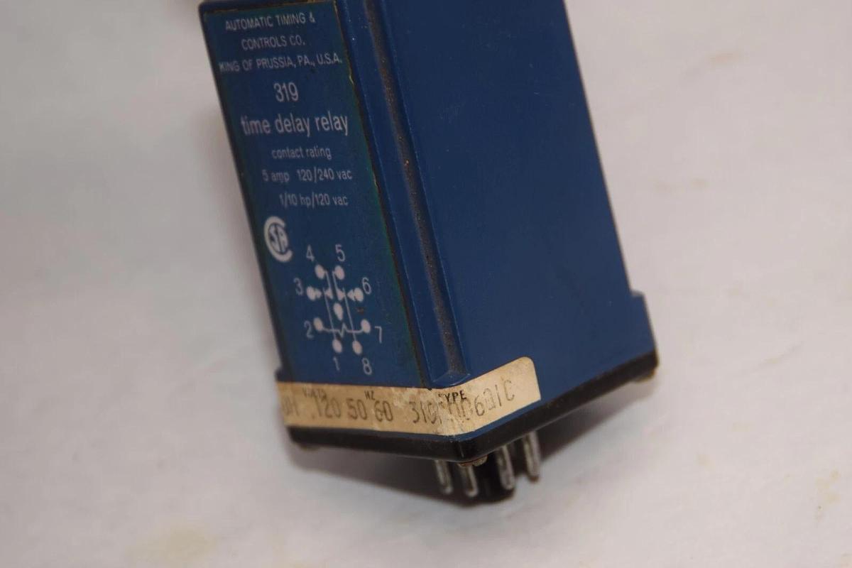 Used AUTOMATIC TIMING & CONTROLS CO. 319 5A 120/240Vac 0-30sec Time Delay Relay